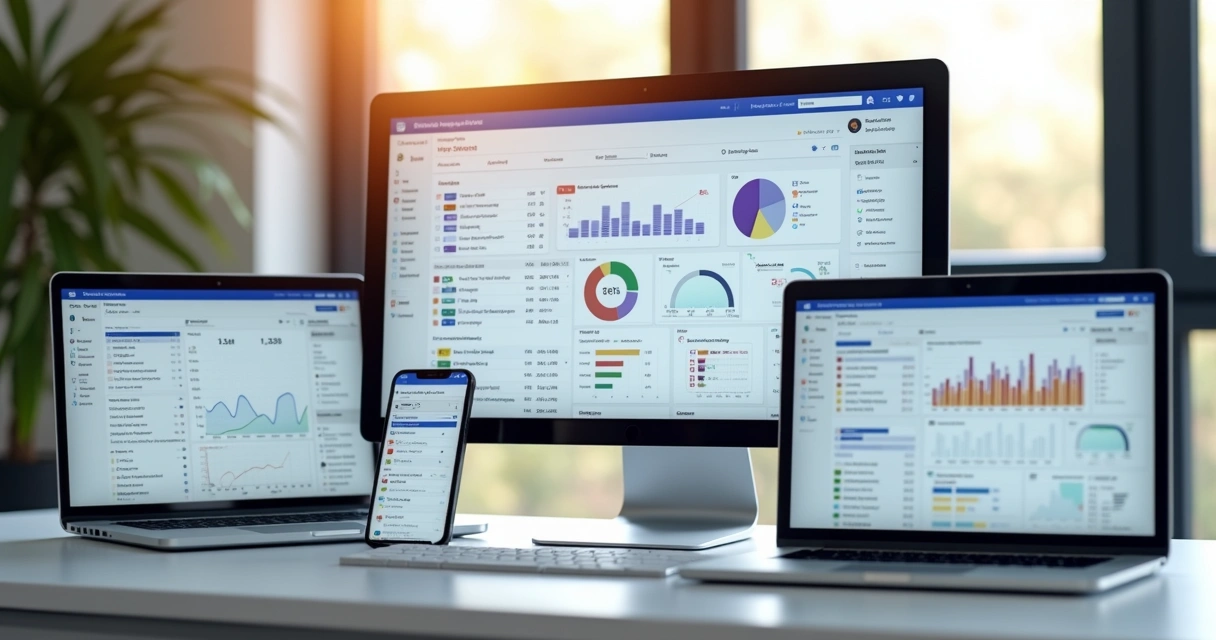 Vários dispositivos exibindo diferentes ferramentas open source rodando pela internet. 