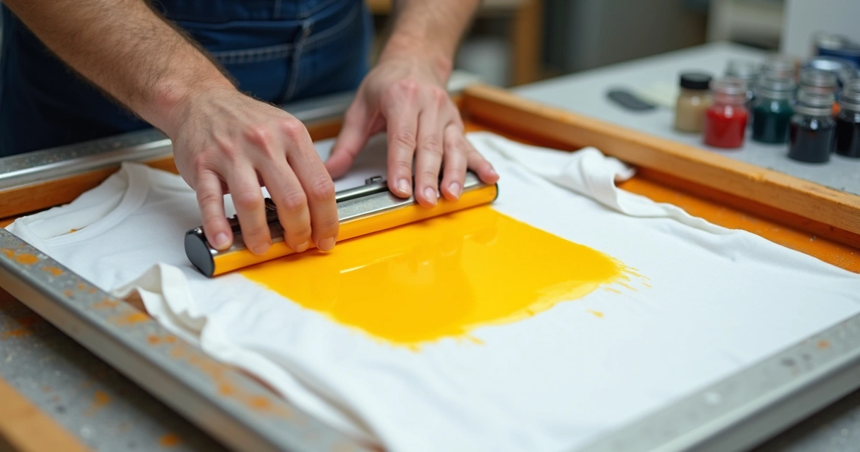 Aplicação de silk screen com tinta plastisol em camiseta