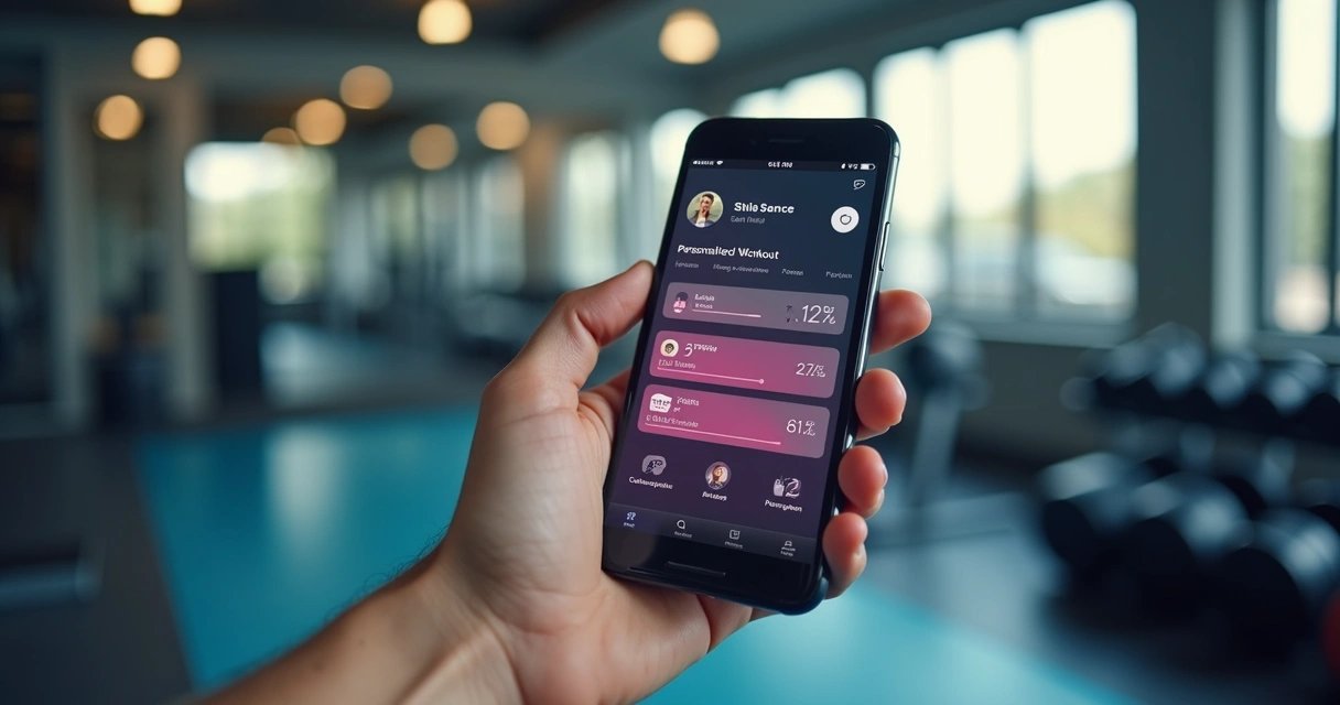 Aluno acompanha treino personalizado pelo aplicativo no celular 