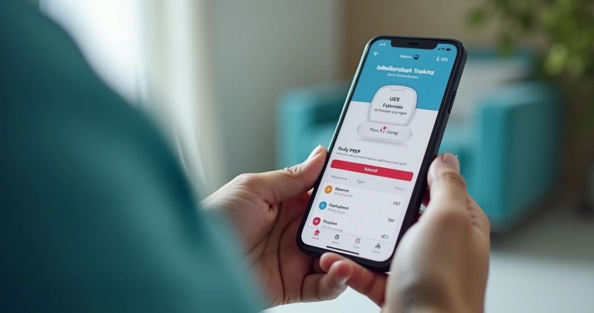 Celular mostrando aplicativo de controle de medicamentos