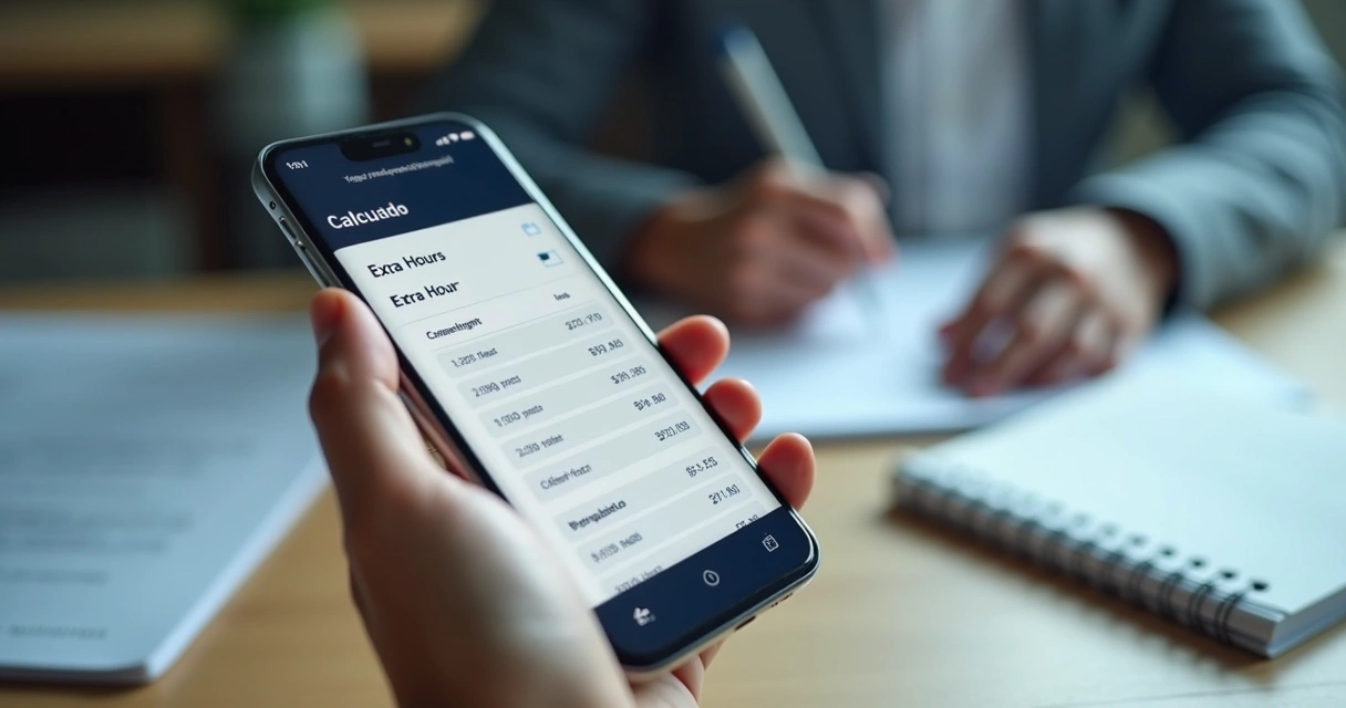 Como Calcular Hora Extra e Adicional Noturno Segundo a CLT 4 Aplicativo de celular mostrando cálculo de horas extras