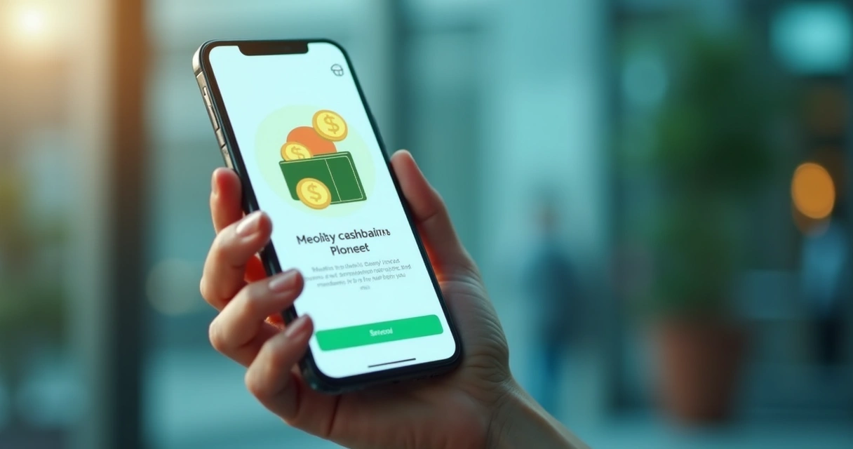 Celular mostrando aplicativo de cashback