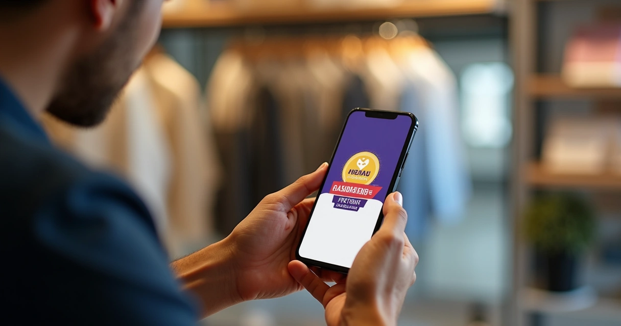 Layout de aplicativo de cashback com tema de marca forte