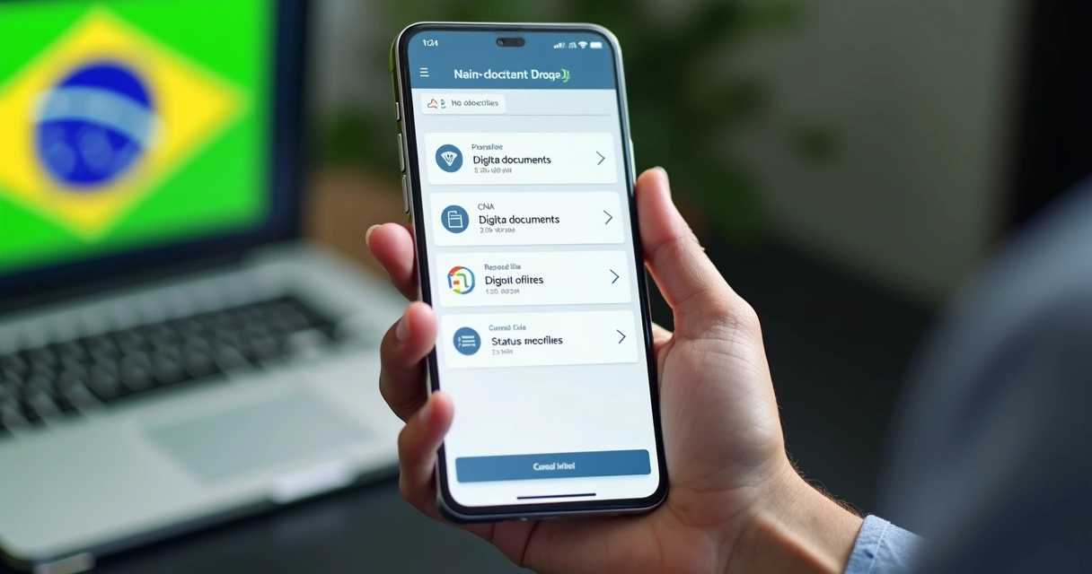 Tela do aplicativo CNH do Brasil aberta com opções de documentos digitais