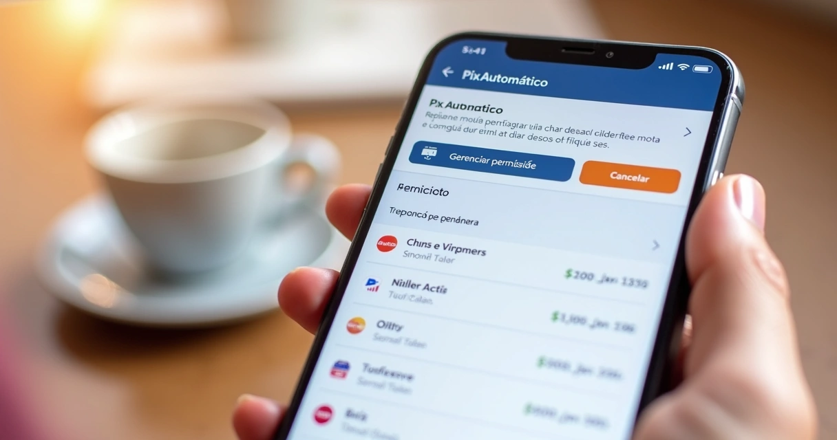 Tela de aplicativo bancário mostrando opção de Pix Automático