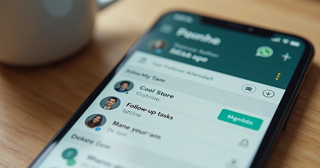 Tela de aplicativo de CRM no celular exibindo contatos e agenda de vendas 