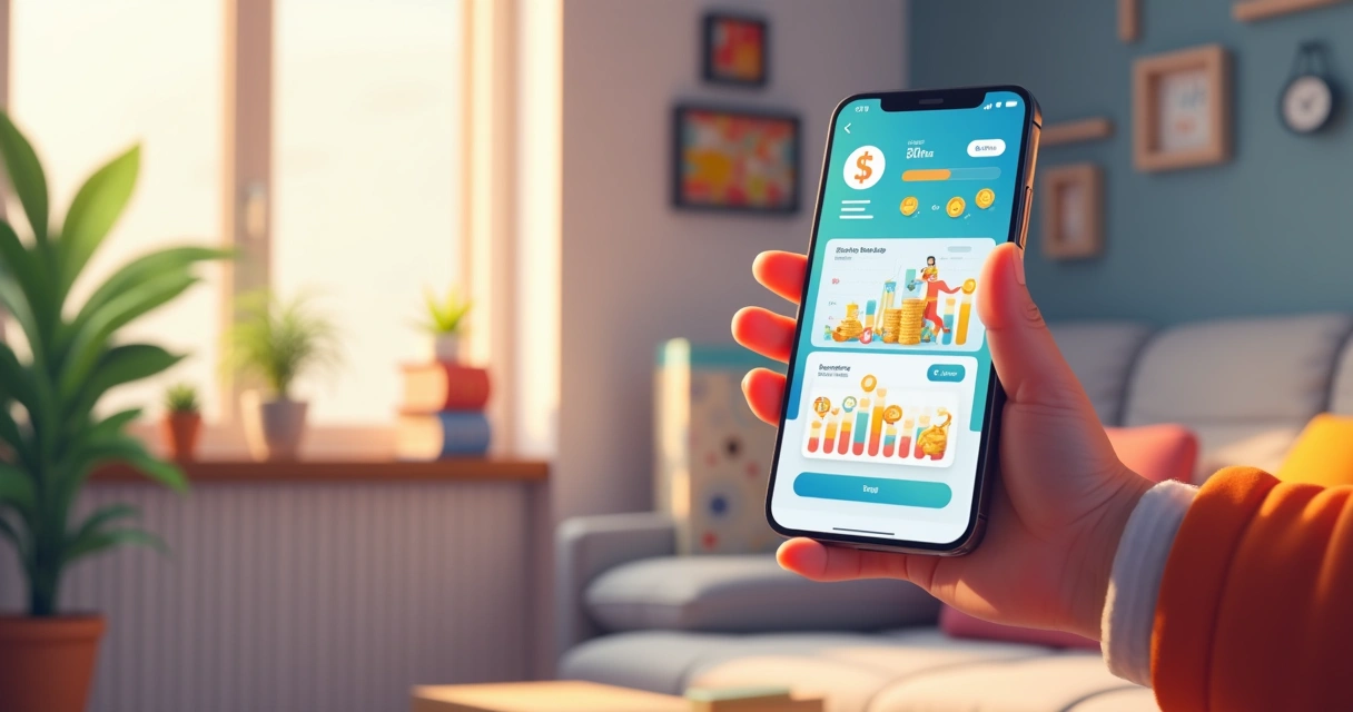 Aplicativo de finanças com interface de jogo virtual