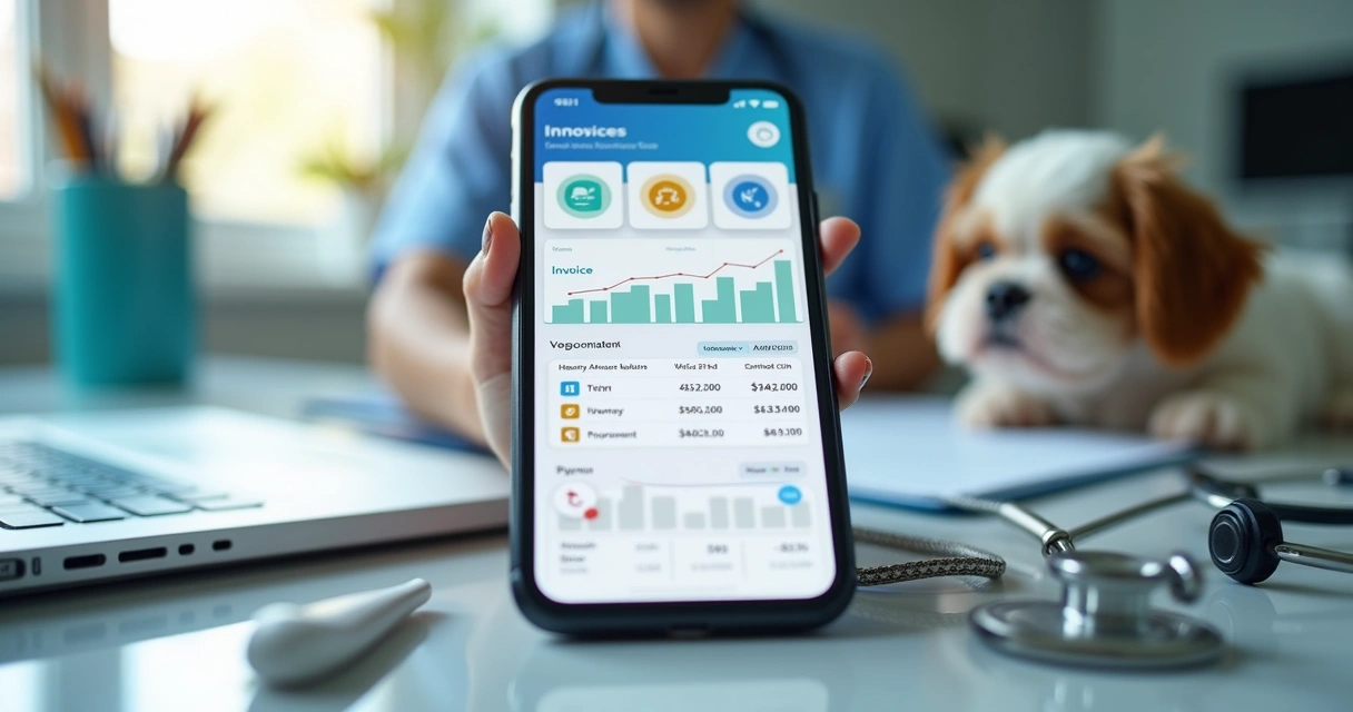 CNPJ para Veterinários e Empresas Pet: Guia Prático 2026 2 Tela de aplicativo de gestão contábil para veterinário mostrando relatórios e notas fiscais