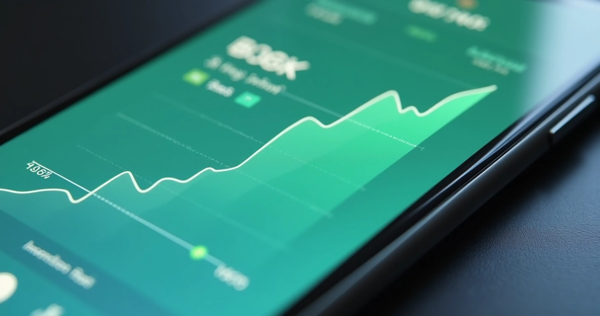 Tela de aplicativo de banco digital mostrando gráfico de investimento