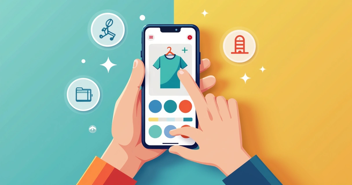 Interface de aplicativo para personalizar camiseta rapidamente 