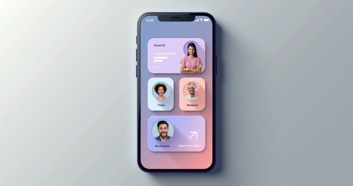 Aplicativo personalizado Creator Apps em smartphone sobre fundo neutro 