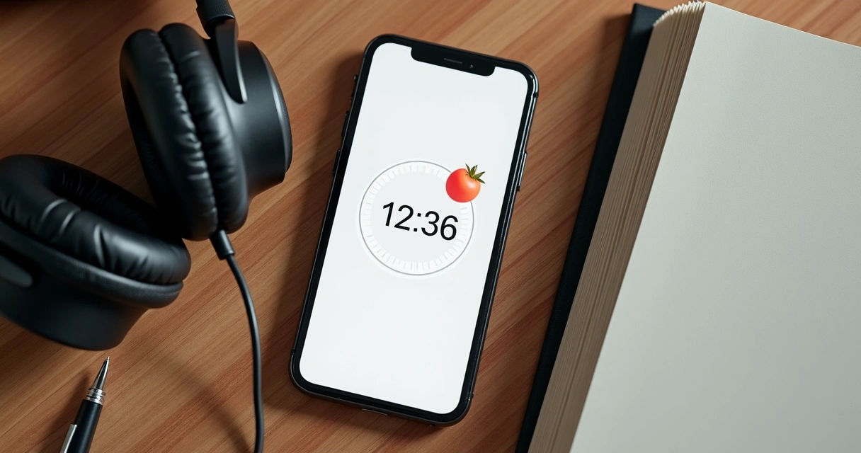 Tela de celular mostrando aplicativo de contagem regressiva Pomodoro 