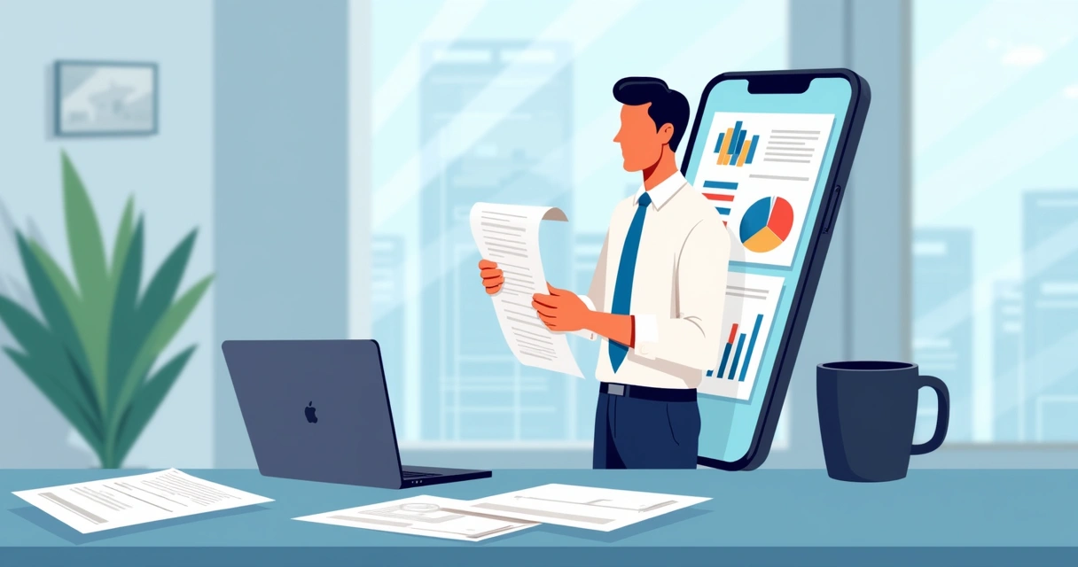 Relatórios no aplicativo de viagens corporativas em smartphone 