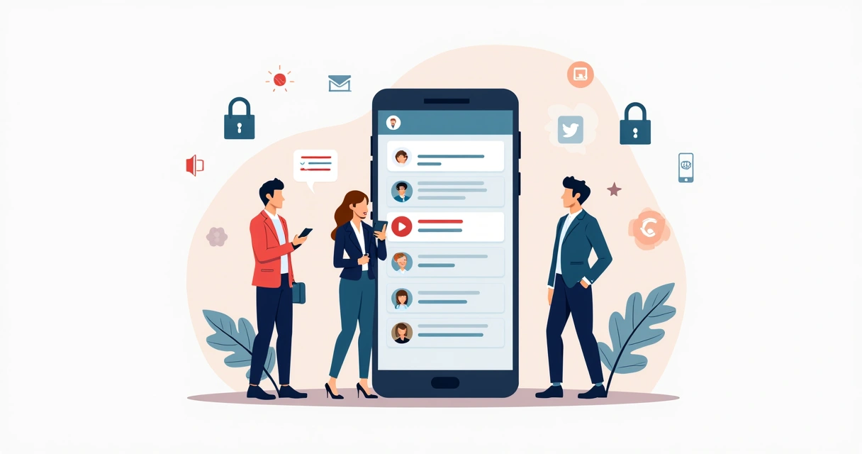 Tela de aplicativo sindical com funções de comunicação e chat 