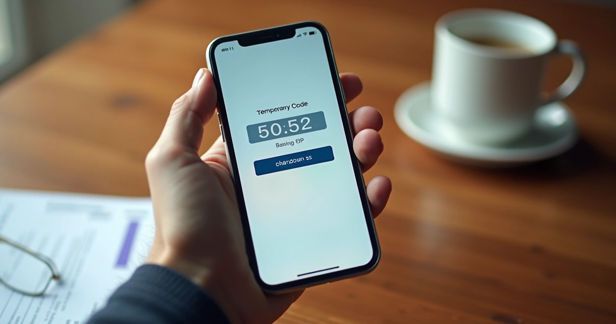 Tela de smartphone exibindo um app de token bancário com código temporário 