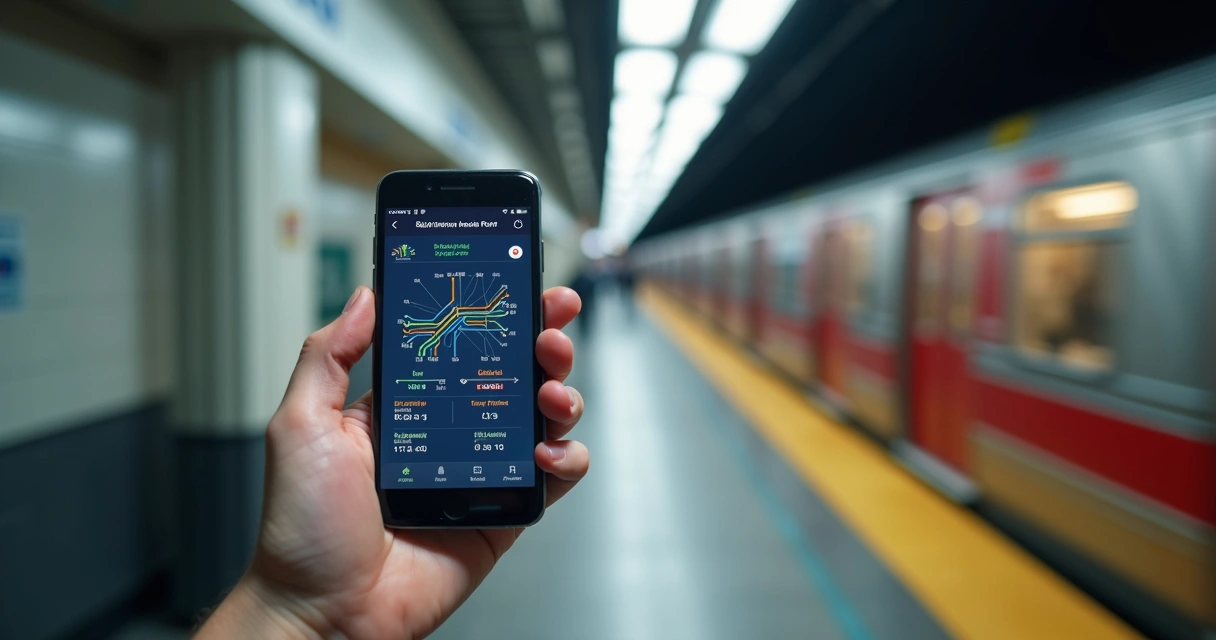 Smartphone mostrando app de transporte público nos EUA 