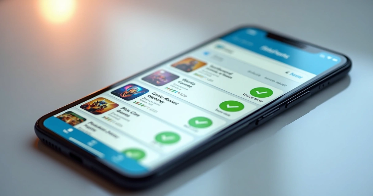 Tela de loja mostrando apps de jogos aprovados