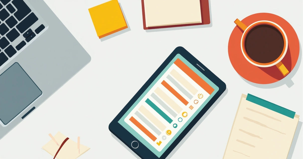 Celular com aplicativos de listas de tarefas abertos em fundo limpo 