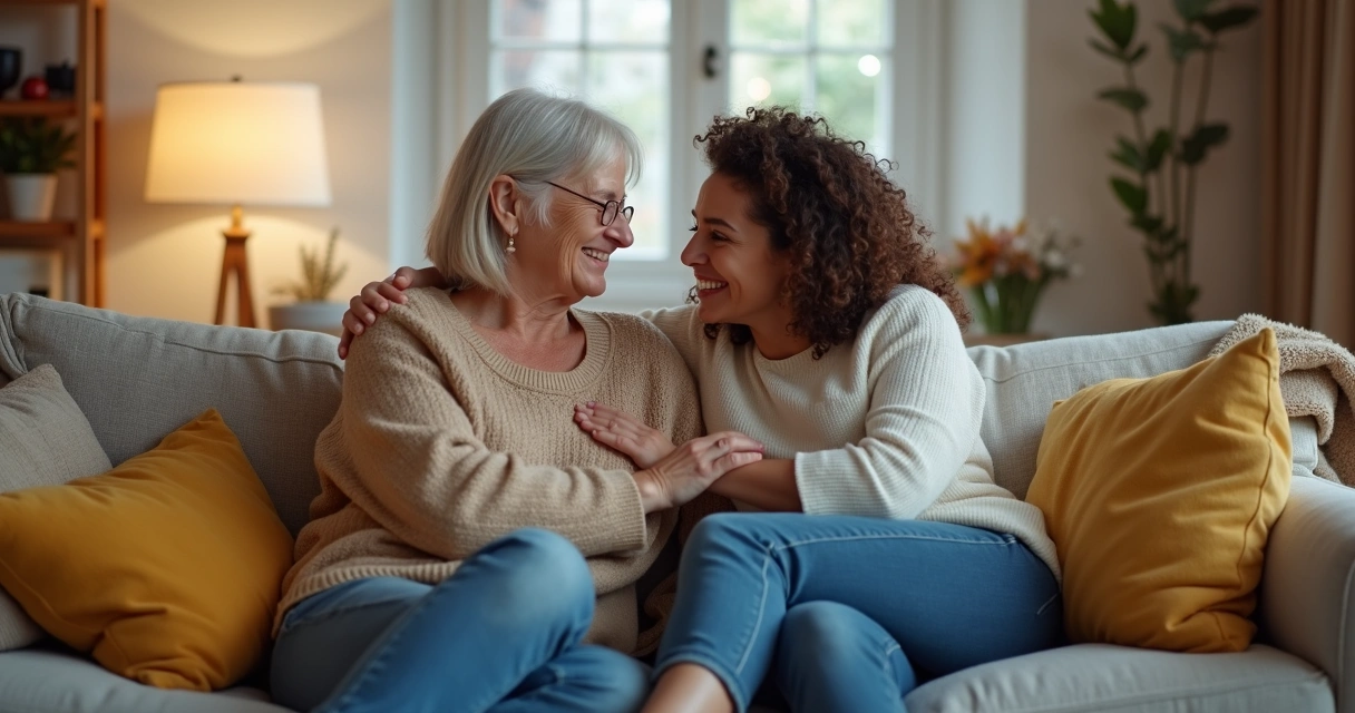 Pessoa recebendo apoio emocional em ambiente aconchegante
