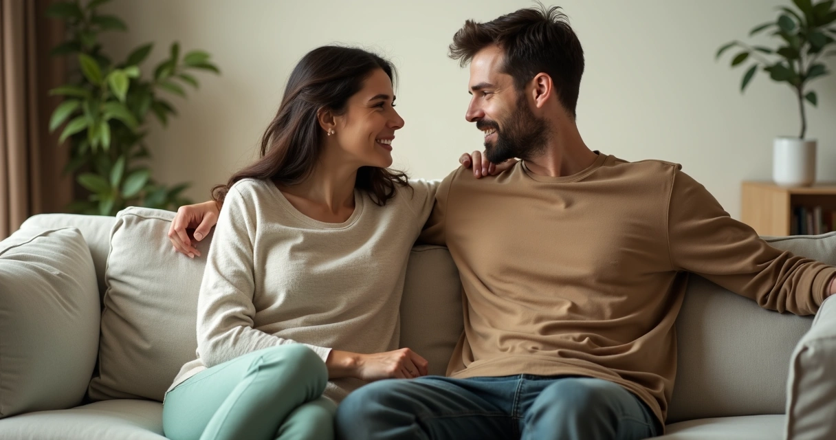 Casal conversando com apoio emocional 
