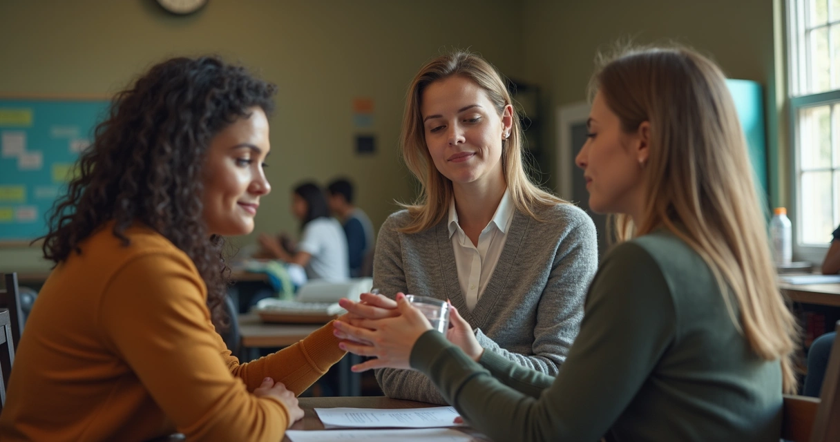 Pessoas oferecendo apoio mútuo em espaço coletivo 