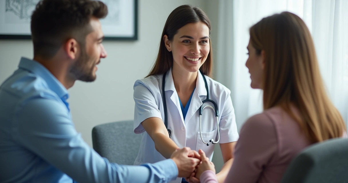 Pessoa recebendo apoio emocional de uma profissional em consultório 