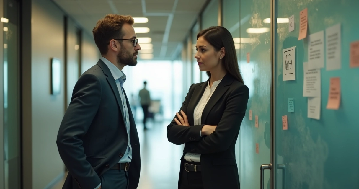Colegas conversando após anúncio de mudança no trabalho