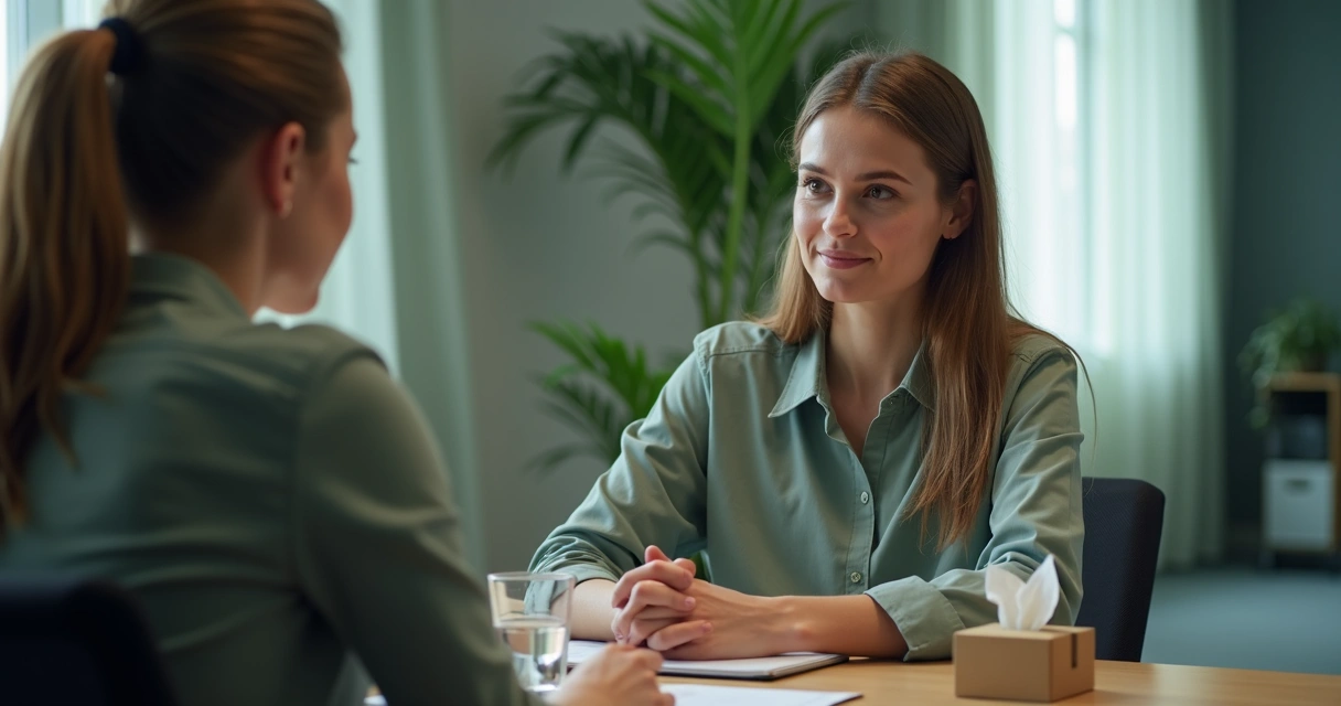Profissional recebendo apoio emocional em ambiente de trabalho