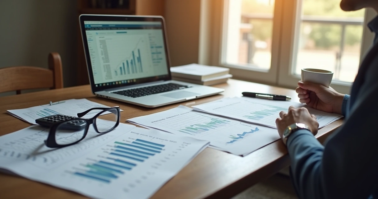 Pessoa revisando projeção de aposentadoria com investimentos 
