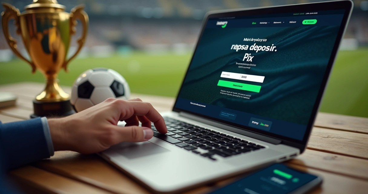 Pessoa apostando em plataforma online realizando depósito via Pix