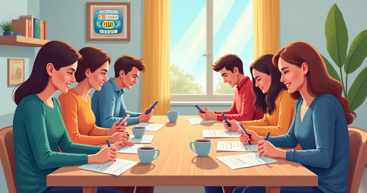 Grupo de pessoas fazendo apostas juntos em casa 