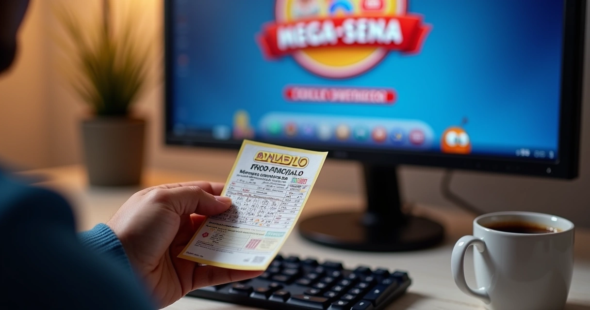 Pessoa apostando na Mega-Sena em um computador 