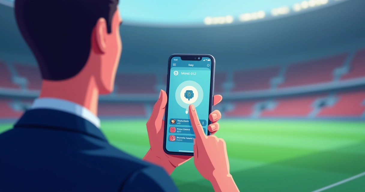Pessoa olhando aplicativo de apostas em celular com bot em destaque 