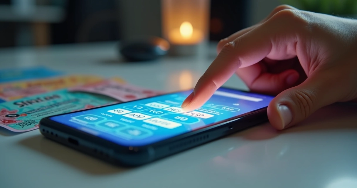 Pessoa apostando na Quina pelo celular 