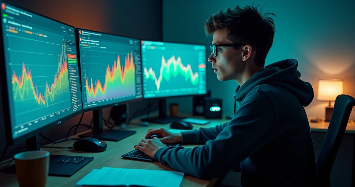 Pessoa analisando gráficos de apostas online 