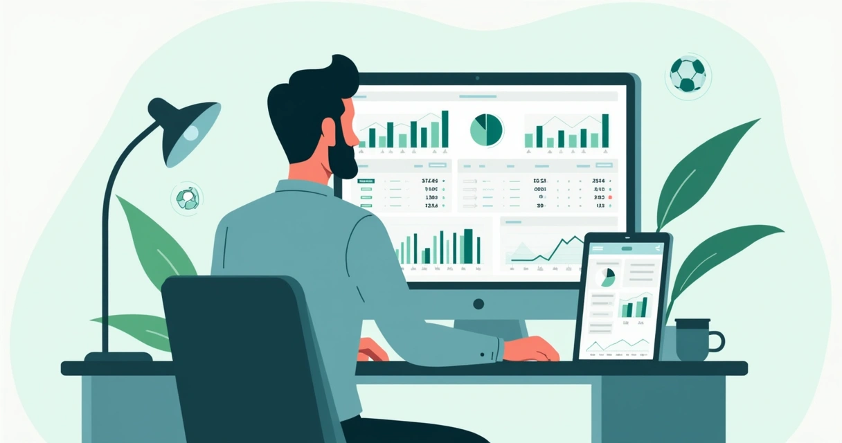 Pessoa analisando estatísticas esportivas na tela do computador 