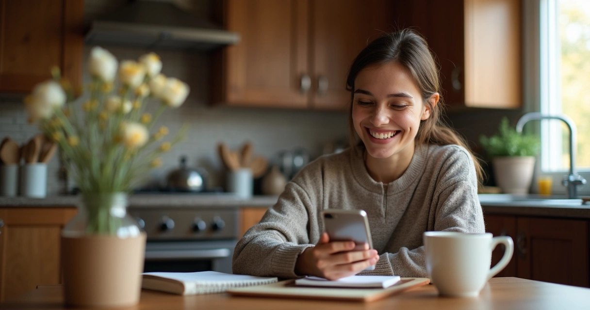 Pessoa usando o celular em casa para jogar no bolão Lotofácil 