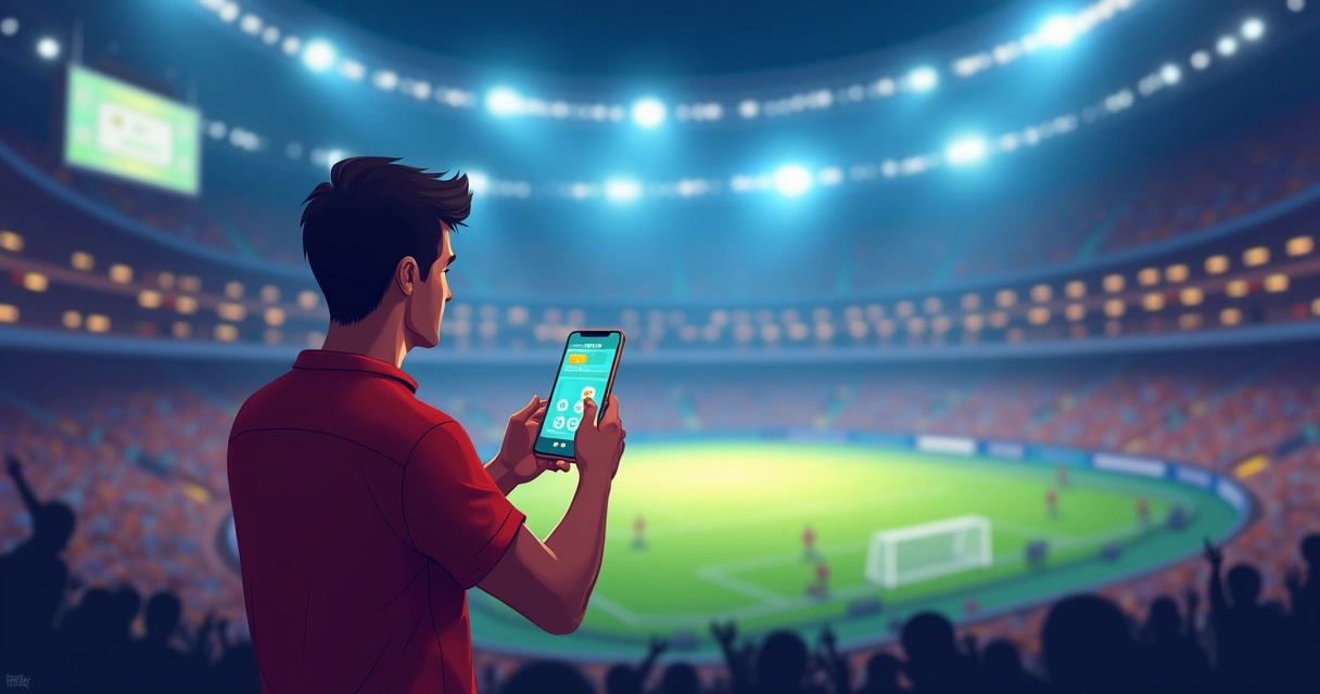Apostador usando celular para apostar ao vivo 