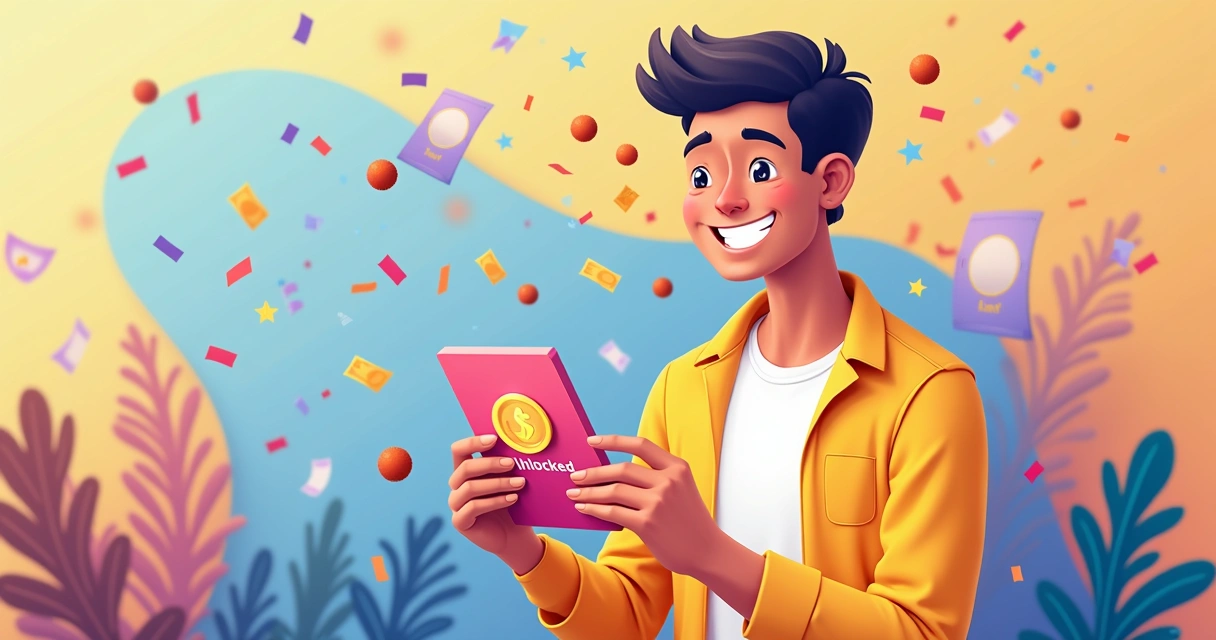 Homem comemorando saldo liberado em app de apostas online 