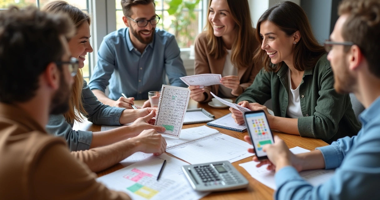 Pessoa dividindo apostas da Quina em grupo 