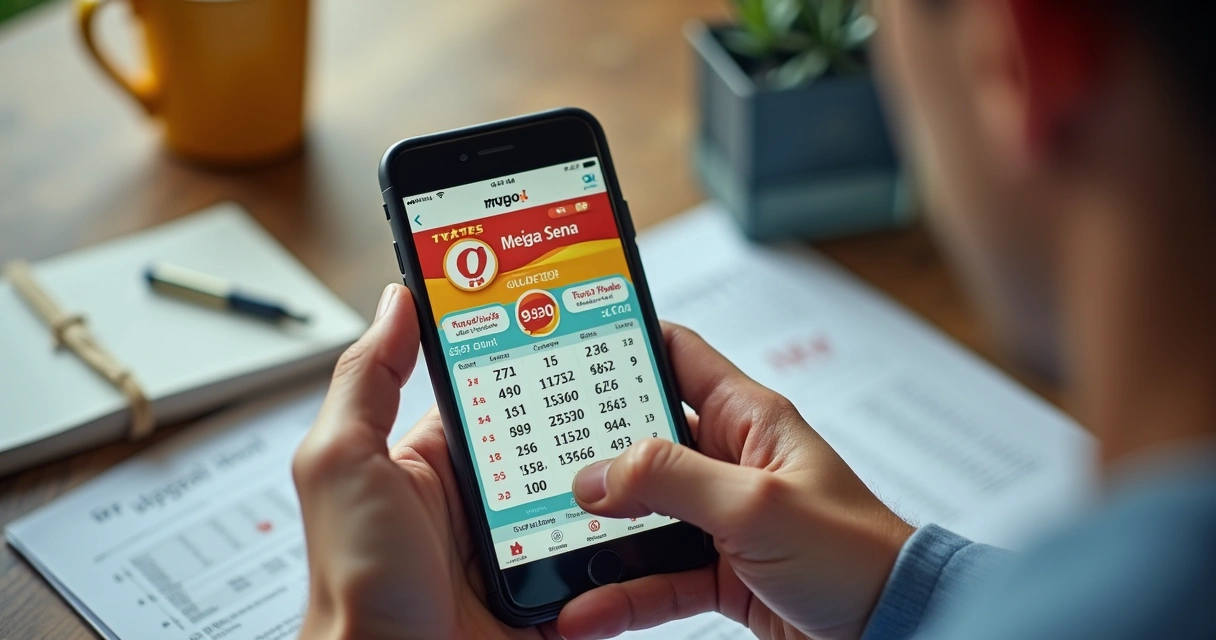 Celular mostrando aplicativo Mega Sorte com tela de apostas da Mega-Sena 