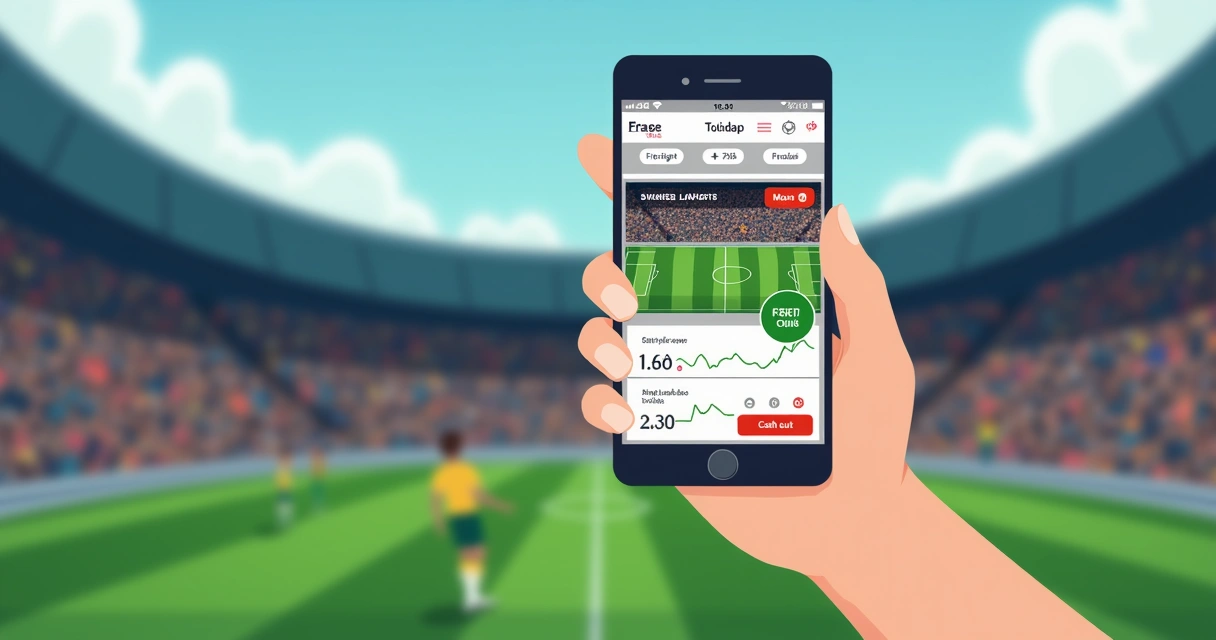 Celular mostrando apostas ao vivo em futebol, com gráficos e odds em tempo real 