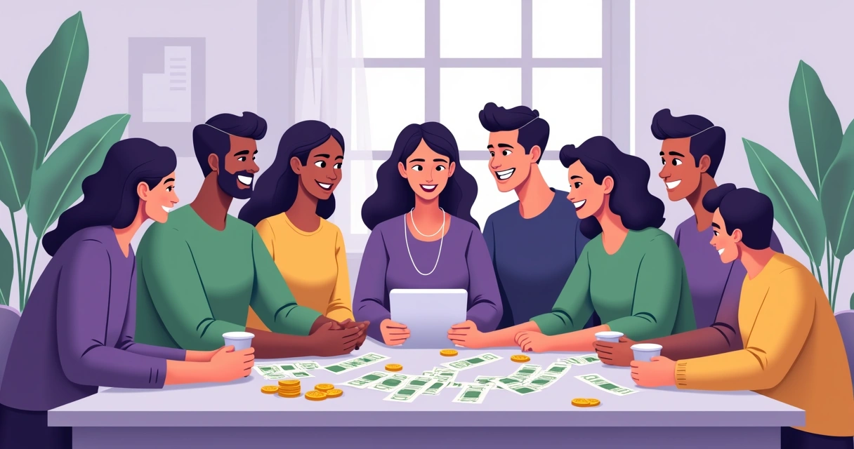 Grupo de pessoas comemorando aposta coletiva na Lotofácil 