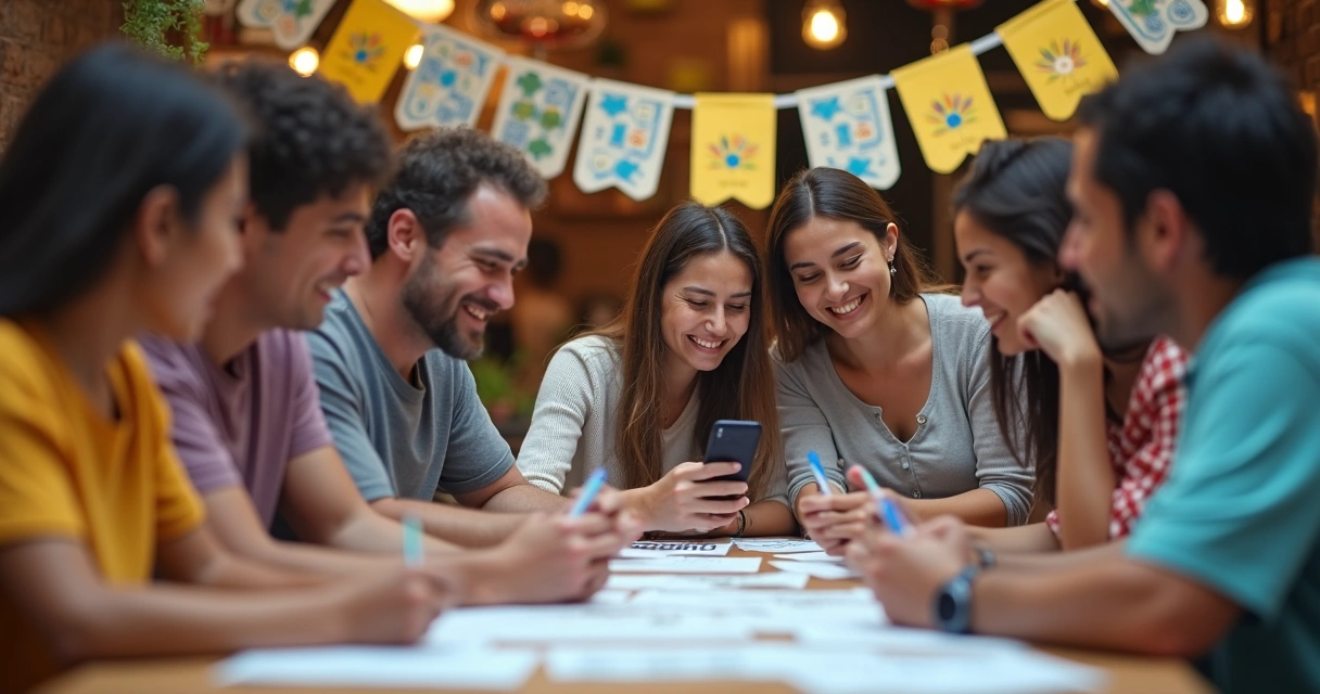 Grupo de pessoas fazendo bolão para loteria juntos 