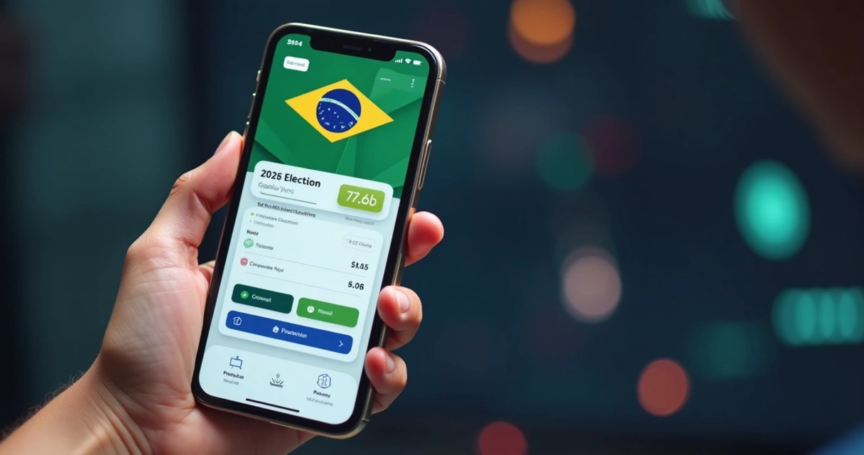 Celular mostrando apostas em eleições 