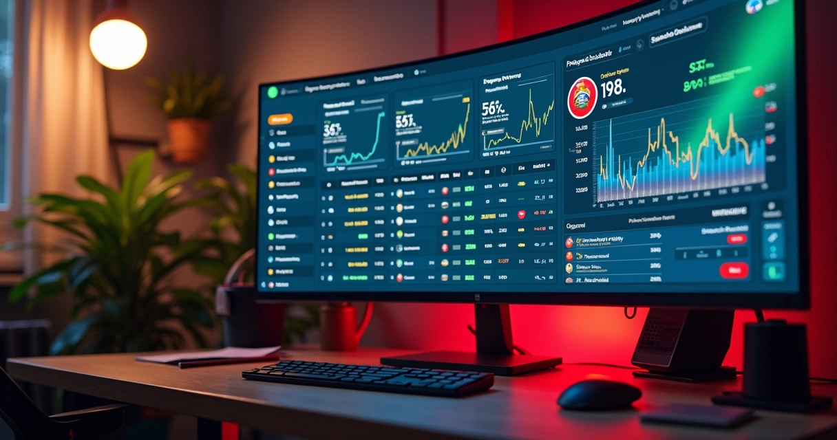 Tela de apostas esportivas em computador 