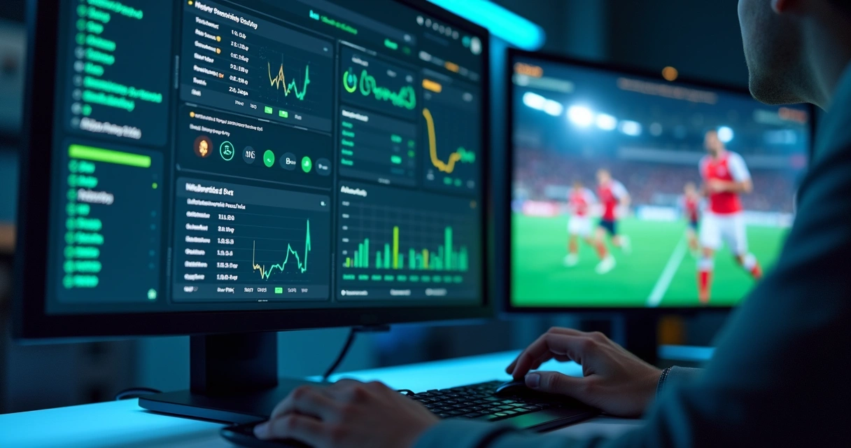 Tela mostrando apostas esportivas com gráficos e estatísticas 