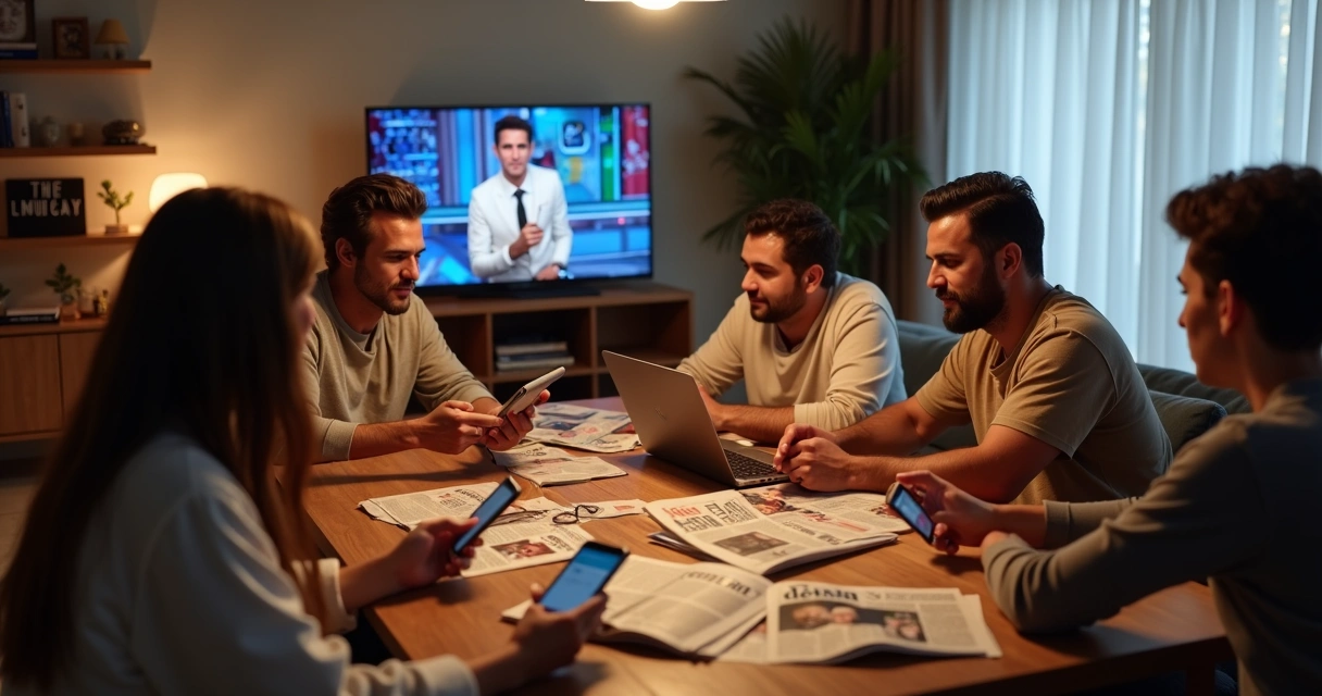 Pessoas reunidas em torno de mesa apostando em eventos de celebridades 