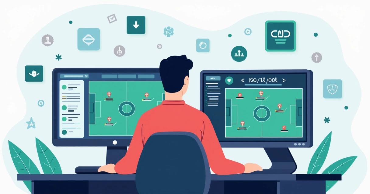 Apostador analisando apostas de futebol em múltiplos monitores com gráficos e dados 