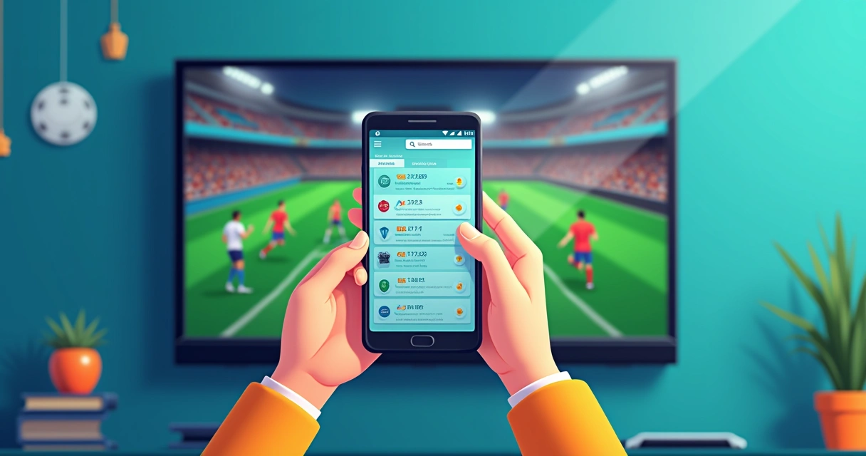 Pessoa usando celular para apostar em partida de futebol 